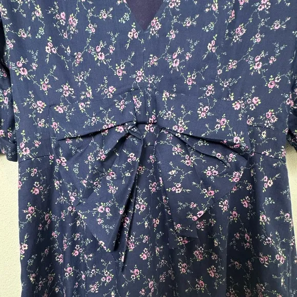 LoveShackFancy Eventide Blue Lena Dress Floral Cotton Mini Size Medium