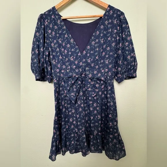 LoveShackFancy Eventide Blue Lena Dress Floral Cotton Mini Size Medium