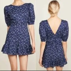 LoveShackFancy Eventide Blue Lena Dress Floral Cotton Mini Size Medium