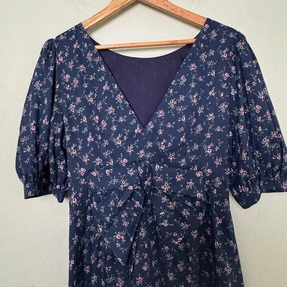 LoveShackFancy Eventide Blue Lena Dress Floral Cotton Mini Size Medium