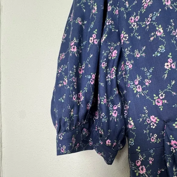 LoveShackFancy Eventide Blue Lena Dress Floral Cotton Mini Size Medium