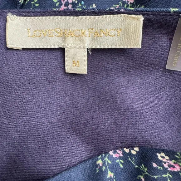 LoveShackFancy Eventide Blue Lena Dress Floral Cotton Mini Size Medium