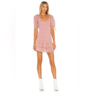 LOVESHACKFANCY Violet Dress in Melon Punch Coquette Pink Coral NWOT Size S