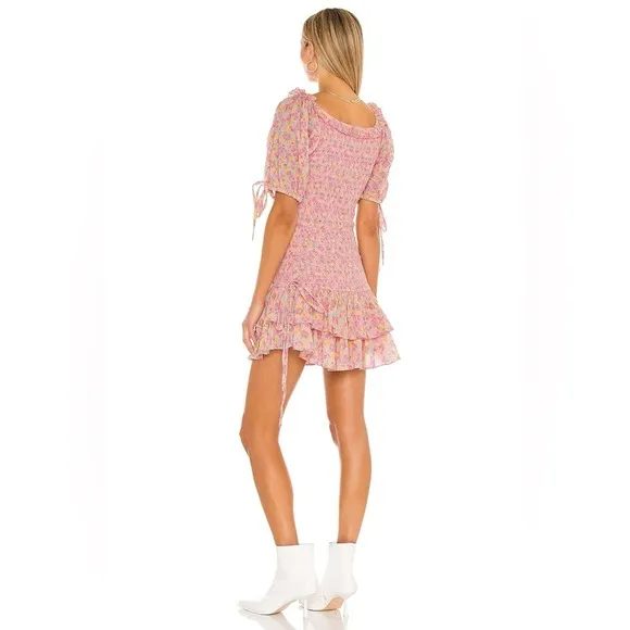 LOVESHACKFANCY Violet Dress in Melon Punch Coquette Pink Coral NWOT Size S