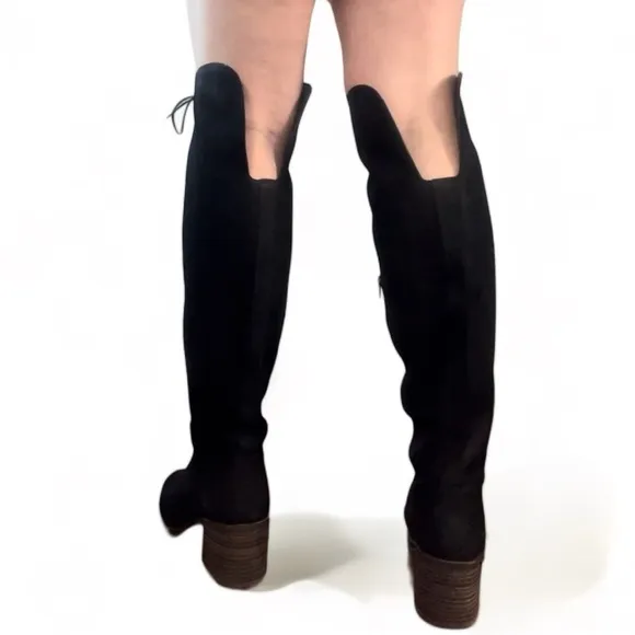 LUCKY BRAND Black Suede Zip Up Over The Knee Lace Up Riddick Boots Size 10 new