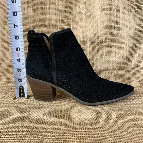Lucky brand booties ankle boot black suede leather women 8.5M