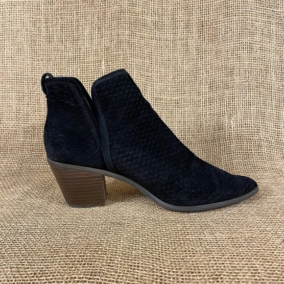 Lucky brand booties ankle boot black suede leather women 8.5M