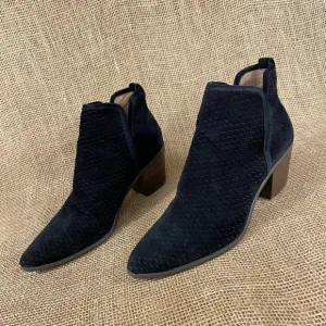 Lucky brand booties ankle boot black suede leather women 8.5M