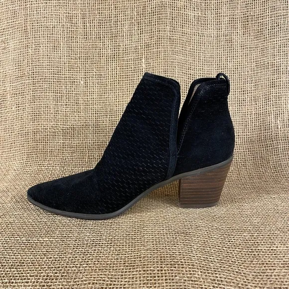 Lucky brand booties ankle boot black suede leather women 8.5M