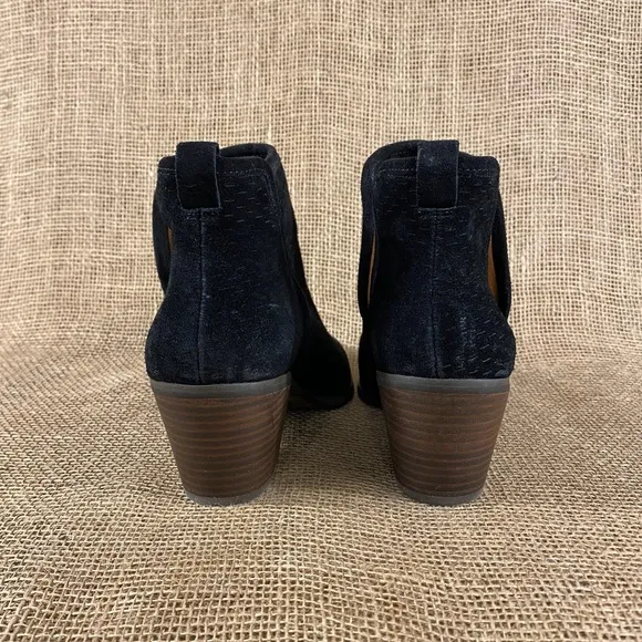 Lucky brand booties ankle boot black suede leather women 8.5M