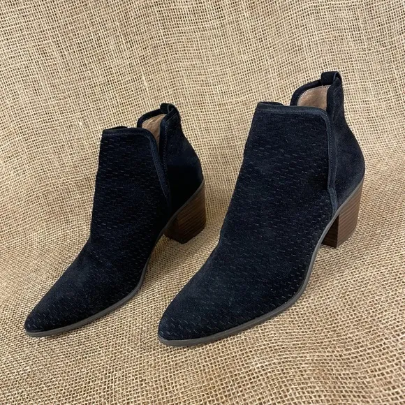 Lucky brand booties ankle boot black suede leather women 8.5M