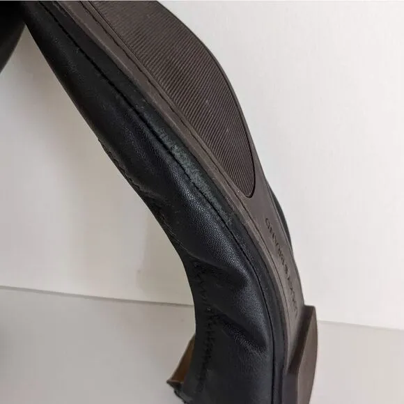 Lucky Brand Echo 2 Black Leather Round Toe Ballet Flats Women's 7