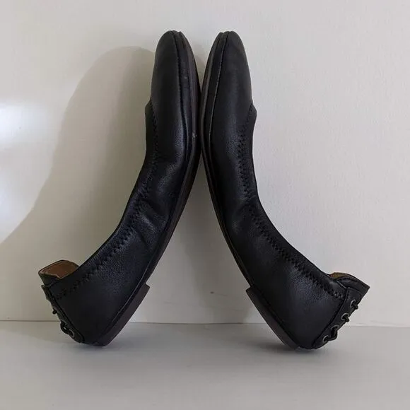 Lucky Brand Echo 2 Black Leather Round Toe Ballet Flats Women's 7