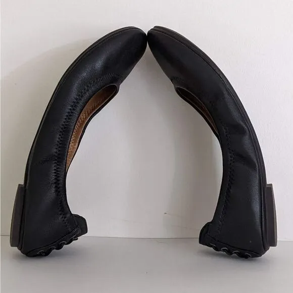 Lucky Brand Echo 2 Black Leather Round Toe Ballet Flats Women's 7