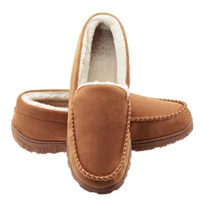 Lulex Moccasins for Men House Slippers Indoor Outdoor Plush Mens Bedroom Shoes with Hard Sole.