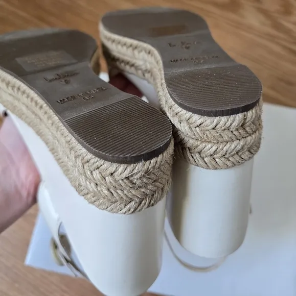 Lulus Vittoria Bone Leather Platform Espadrille Wedges NEW 8.5