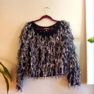 Luzabelle Vintage Classic Iconic 80s 3D Knit Textured Eclectic Boat Neck Sweater