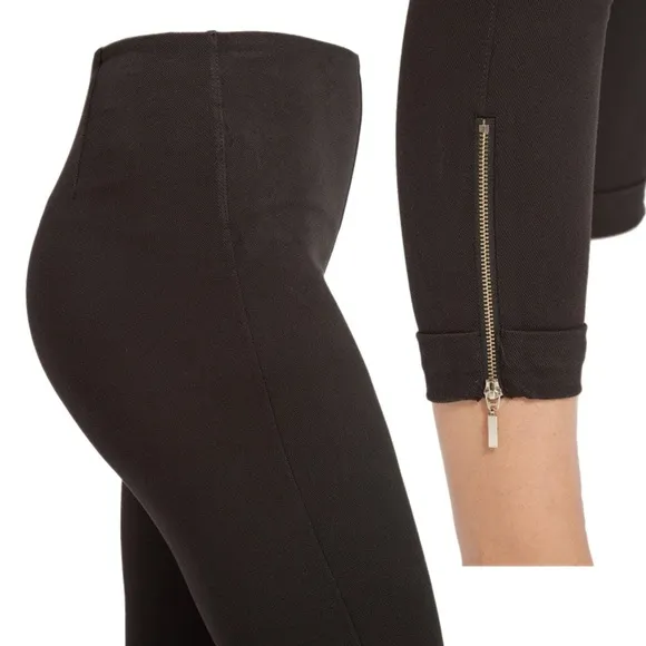LYSSÉ NWT Cropped Zip Hem BLACK Denim Contains Concealed Waistband in 1X NWT