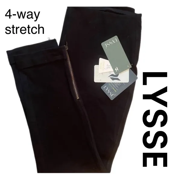 LYSSÉ NWT Cropped Zip Hem BLACK Denim Contains Concealed Waistband in 1X NWT