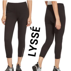 LYSSÉ NWT Cropped Zip Hem BLACK Denim Contains Concealed Waistband in 1X NWT