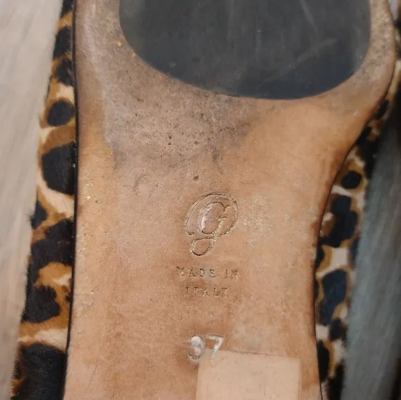 M. Gemi Leopard Print Calf Hair Point Toe Flats. Size 37