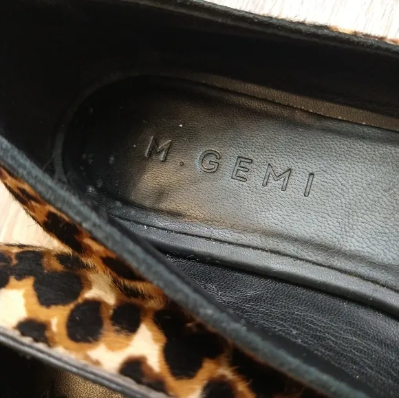 M. Gemi Leopard Print Calf Hair Point Toe Flats. Size 37