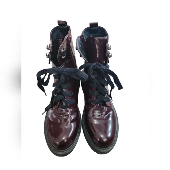 MADDEN GIRL Alicee burgundy combat boots, lace up, zipper, size 6.5
