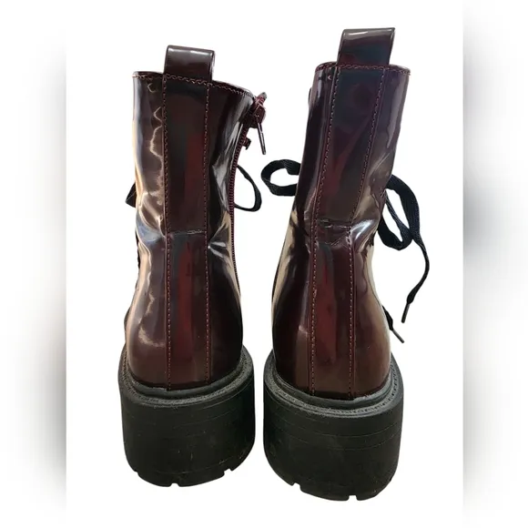MADDEN GIRL Alicee burgundy combat boots, lace up, zipper, size 6.5