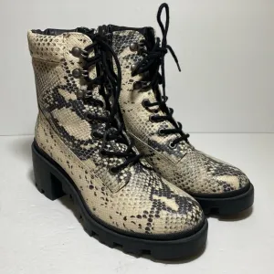 Madden Girl Dillan SnakeSkin Combat Moto Boots Lug Sole Animal Print Size 7