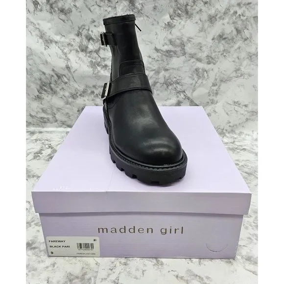 Madden Girl Fareway Paris Black Women's Combat Boots Size 9