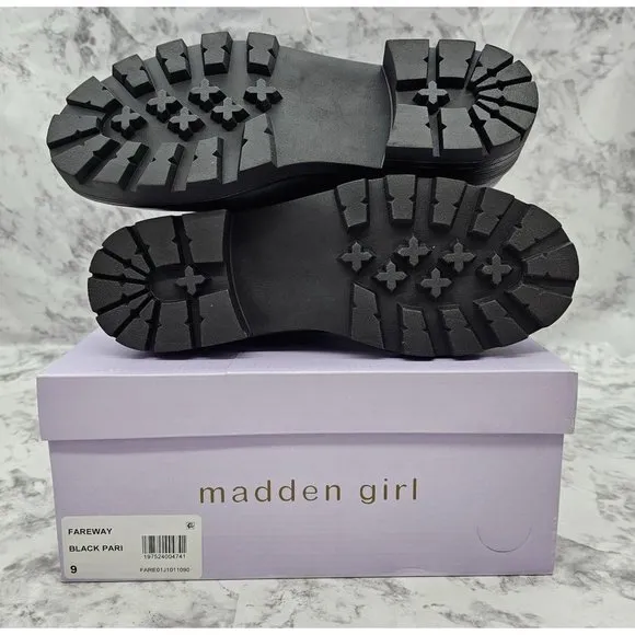 Madden Girl Fareway Paris Black Women's Combat Boots Size 9