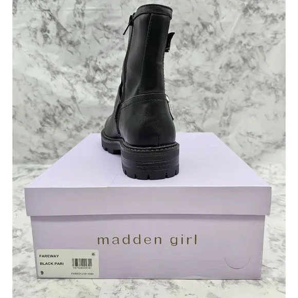 Madden Girl Fareway Paris Black Women's Combat Boots Size 9