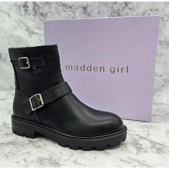 Madden Girl Fareway Paris Black Women's Combat Boots Size 9