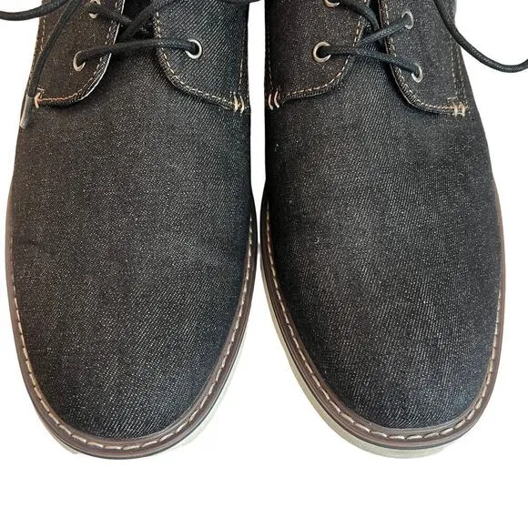 Madden M-Dynamo Black Denim/Leather Oxford Lace Up Derby Shoes Size 12 WM910287