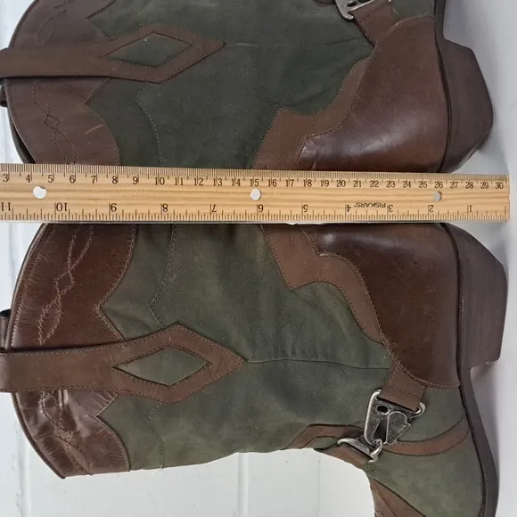 Made in Brazil designer leather Two Tone western boot Silver Metal Clasps sz8