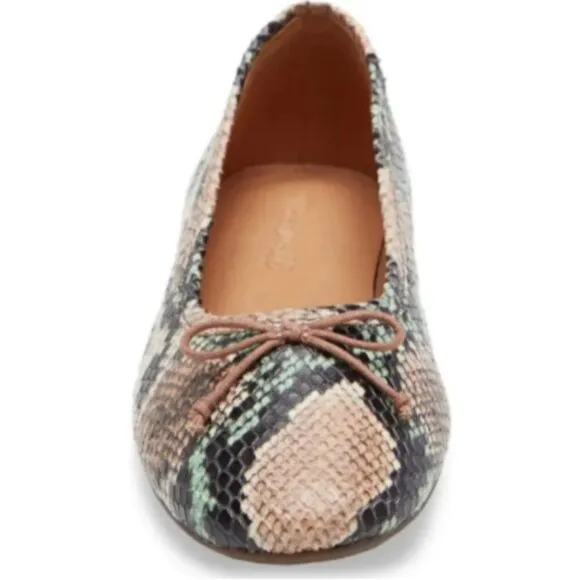 💕MADEWELL💕 Adelle Ballet Flat Snake Embossed Leather 8.5 NWOT