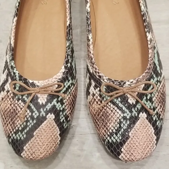 💕MADEWELL💕 Adelle Ballet Flat Snake Embossed Leather 8.5 NWOT