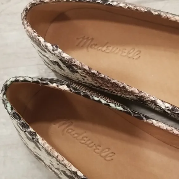 💕MADEWELL💕 Adelle Ballet Flat Snake Embossed Leather 8.5 NWOT
