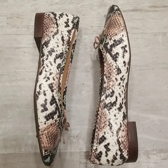 💕MADEWELL💕 Adelle Ballet Flat Snake Embossed Leather 8.5 NWOT