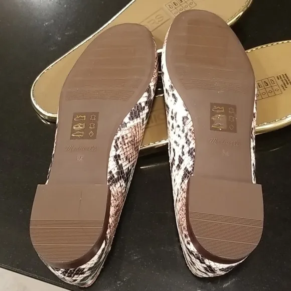 💕MADEWELL💕 Adelle Ballet Flat Snake Embossed Leather 8.5 NWOT