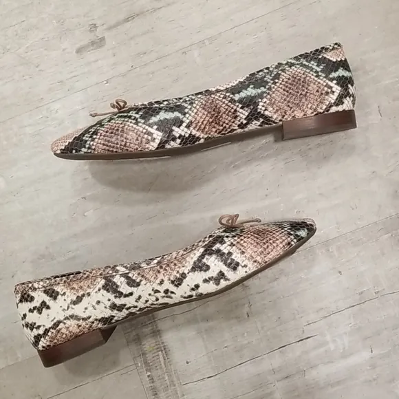 💕MADEWELL💕 Adelle Ballet Flat Snake Embossed Leather 8.5 NWOT