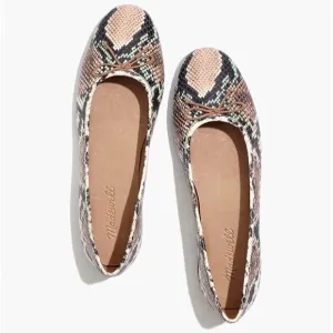 Madewell Adelle Ballet Flat in Snake‎ Embossed Leather, women's size 7
