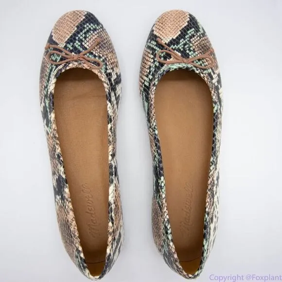 Madewell Adelle Ballet Flat in Snake‎ Embossed Leather, women's size 7