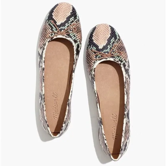 Madewell Adelle Ballet Flat in Snake‎ Embossed Leather, women's size 7