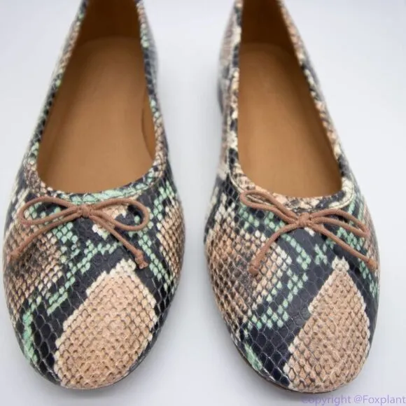 Madewell Adelle Ballet Flat in Snake‎ Embossed Leather, women's size 7