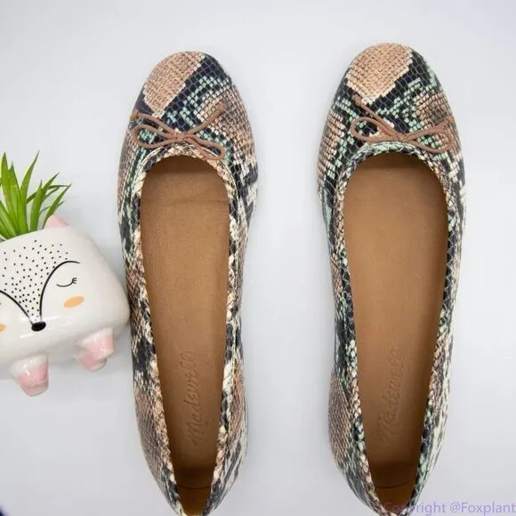 Madewell Adelle Ballet Flat in Snake‎ Embossed Leather, women's size 7
