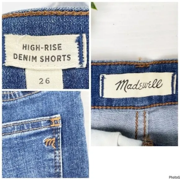 Madewell High-Rise Denim Shorts in Derby Wash Button-Front size 26 style K5970