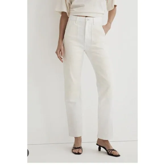Madewell The '90s Straight Jeans Two-Tone Workwear Edition 26 Carpenter Denim 1D