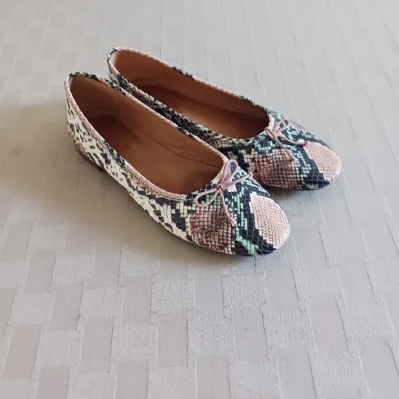 Madewell The Adelle Flats in Snake Embossed Leather