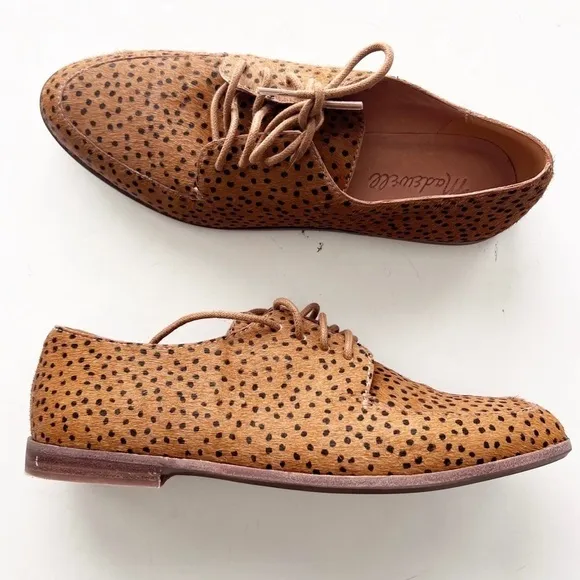 Madewell The Alex Oxford in Spot Dot Calf Hair Shoes Lace Up Animal Print